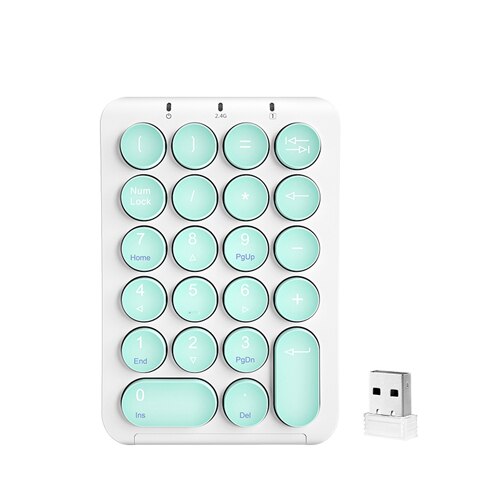 B.O.W Portable Slim Mini Number Pad,22 Keys 2.4Ghz Wireless USB Numeric Keypad Keyboard for Laptop Desktop PC Notebook: Blue