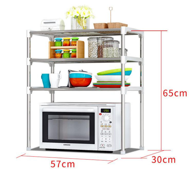 Étagère De Rangement Pour Micro-ondes - Support Métal 60cm Avec 6 Crochets - Gain De Place Pour Comptoir De Cuisine - 5
