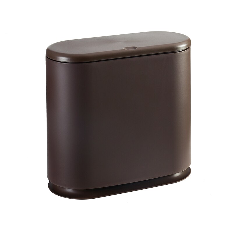 Trash can with household press type waste paper basket toilet quilted garbage bin domestic garbage disposal container ZP5161051: Brown
