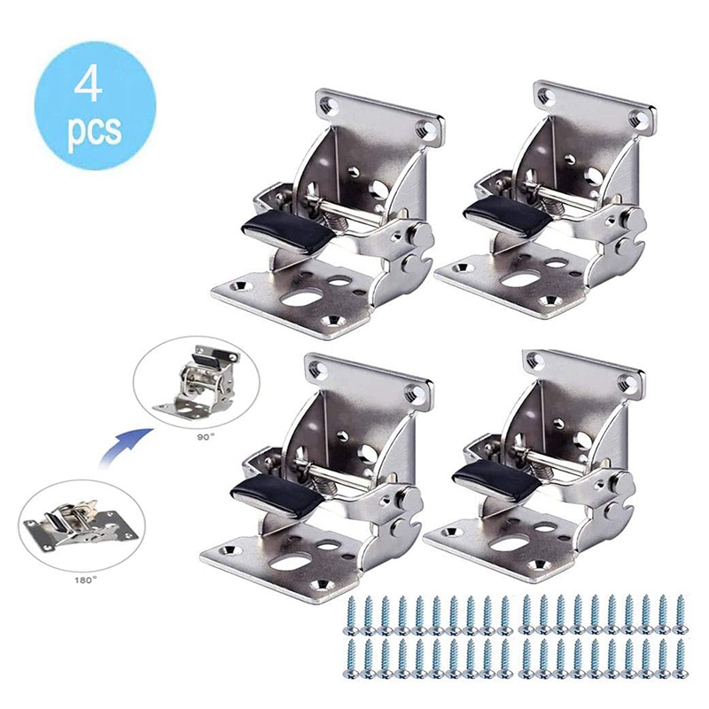 Support de charnière de pied pliable, matériel de charnière autobloquant avec Extension de verrouillage à vis pour pieds de Table 4 pièces
