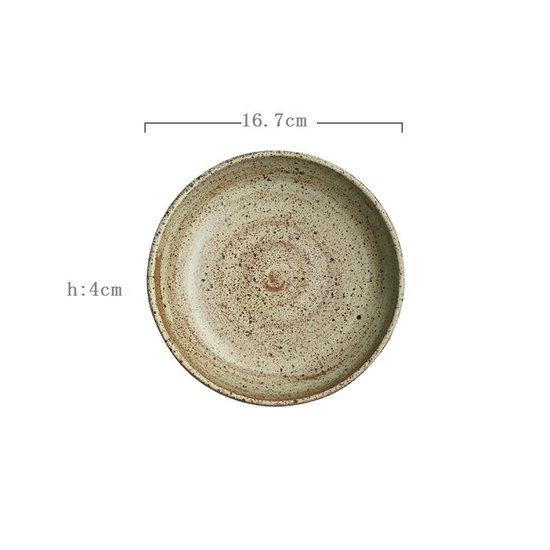 CHANSHOVA, conjunto moderno de plato redondo de cerámica grueso pintado a mano de estilo antiguo Vintage, platos, taza de té, juego de cuencos, utensilios de cocina H000: 1