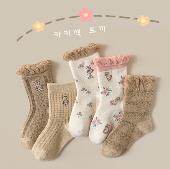 Calzini per bambini calze a forma di fiocco con motivo a fiori calze di pizzo rosse calze per studentesse stivali per neonati Kinder Socken: kaiki / Fit 6-9year