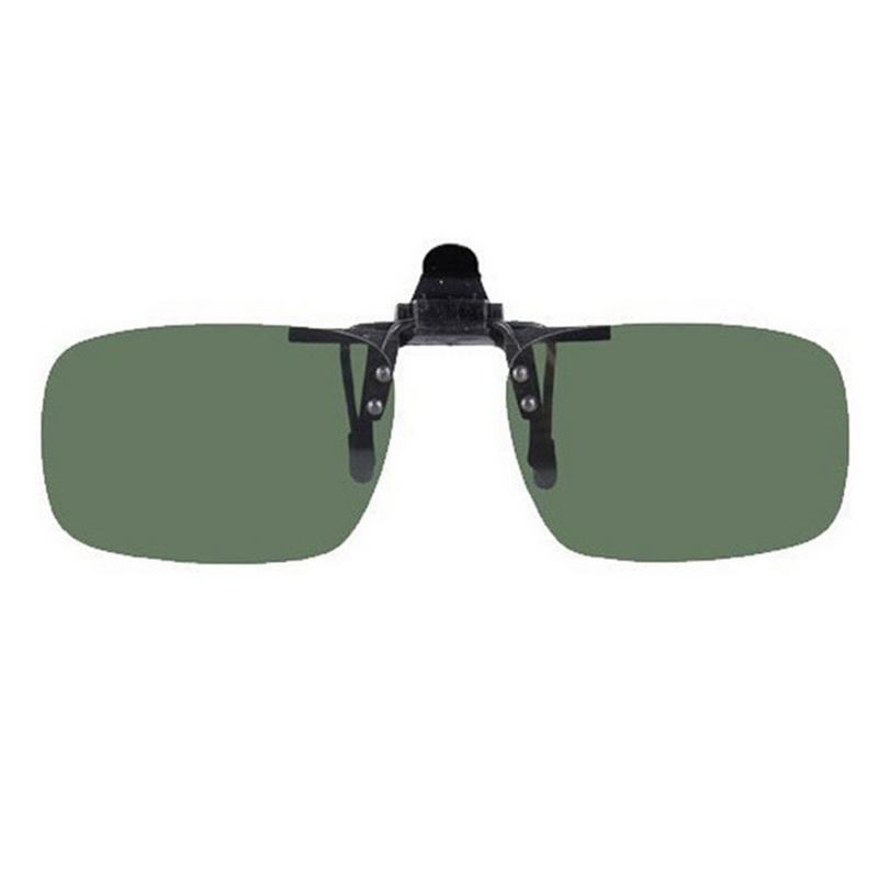 Polarized Clip On Sunglasses Driving Night Vision Lens Sun Glasses Male Anti-UVA UVB For Men Women With Case & Glasses Cloth: Green