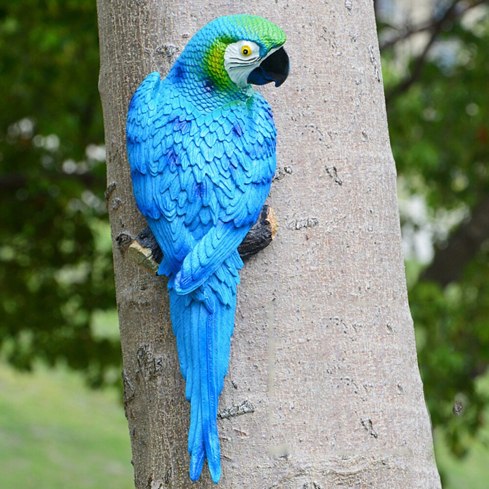 Resin Artificial Bird Large Bird Statue Ornament Simulation Parrot Bird Sculpture Resin Craft Wall Hanging Garden Decoration