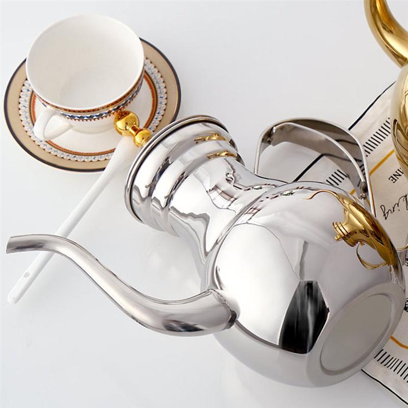 Théière arabe du moyen-orient, acier inoxydable, argent or, col de cygne, Pour café, thé, bouilloire, filtre, passoire, Pot environnemental