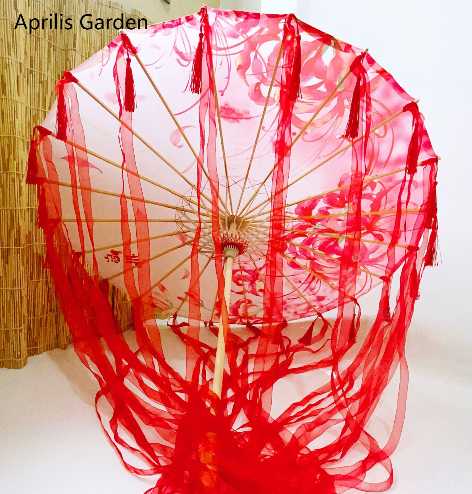 Paraguas de papel de aceite antiguo con flor roja de 82cm, Paraguas Cheongsam de boda china a prueba de lluvia, Guarda Chuva Şemsiye, Sombrilla japonesa: Verde