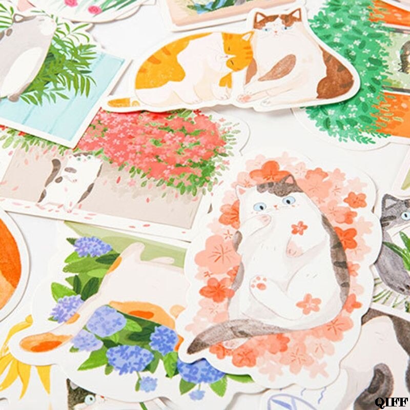 Postcard Hand-Painted Cat Shape Cat Hand-Painted Graffiti Style Small Fresh Cute Animal Shaped Card June 4