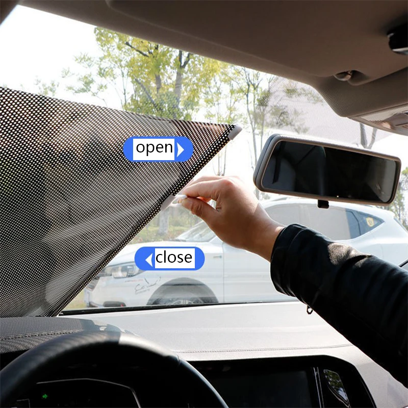 Auton suojavarusteet automaattinen sisäänvedettävä aurinkosuoja aurinkovarjo etuikkunan aurinkosuoja verhot sisätilat tuulilasi