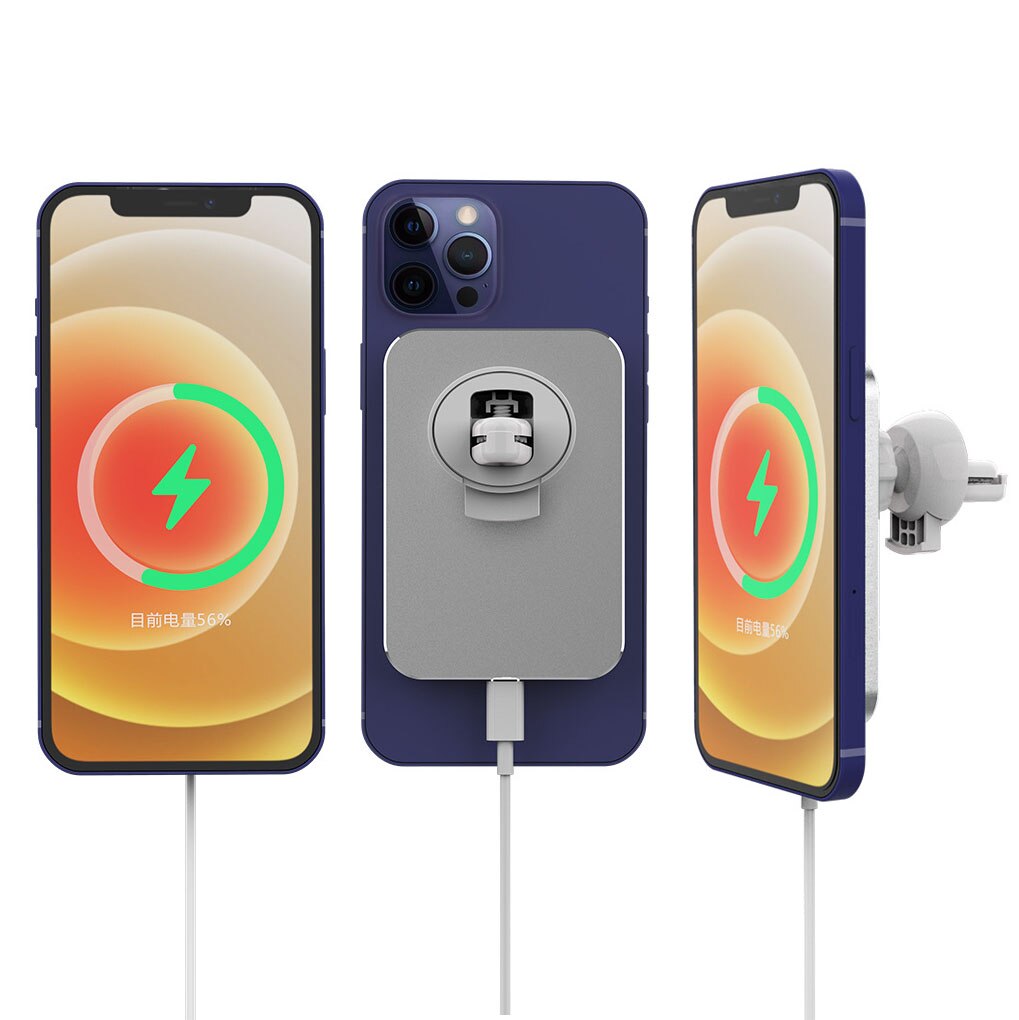 15W Draadloze Auto Magnetische Veilige Oplader Airvent Mount Magneet Adsorbeerbare Telefoon Aluminium Auto Houder Voor Iphone 12 Pro Max 12 Mini