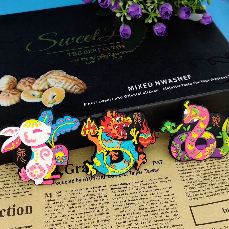 Original Zodiac Refrigerator Magnet Stickers 12 Zodiac Signs of The Year of The Tiger Refrigerator Magnetic Stickers Decoration