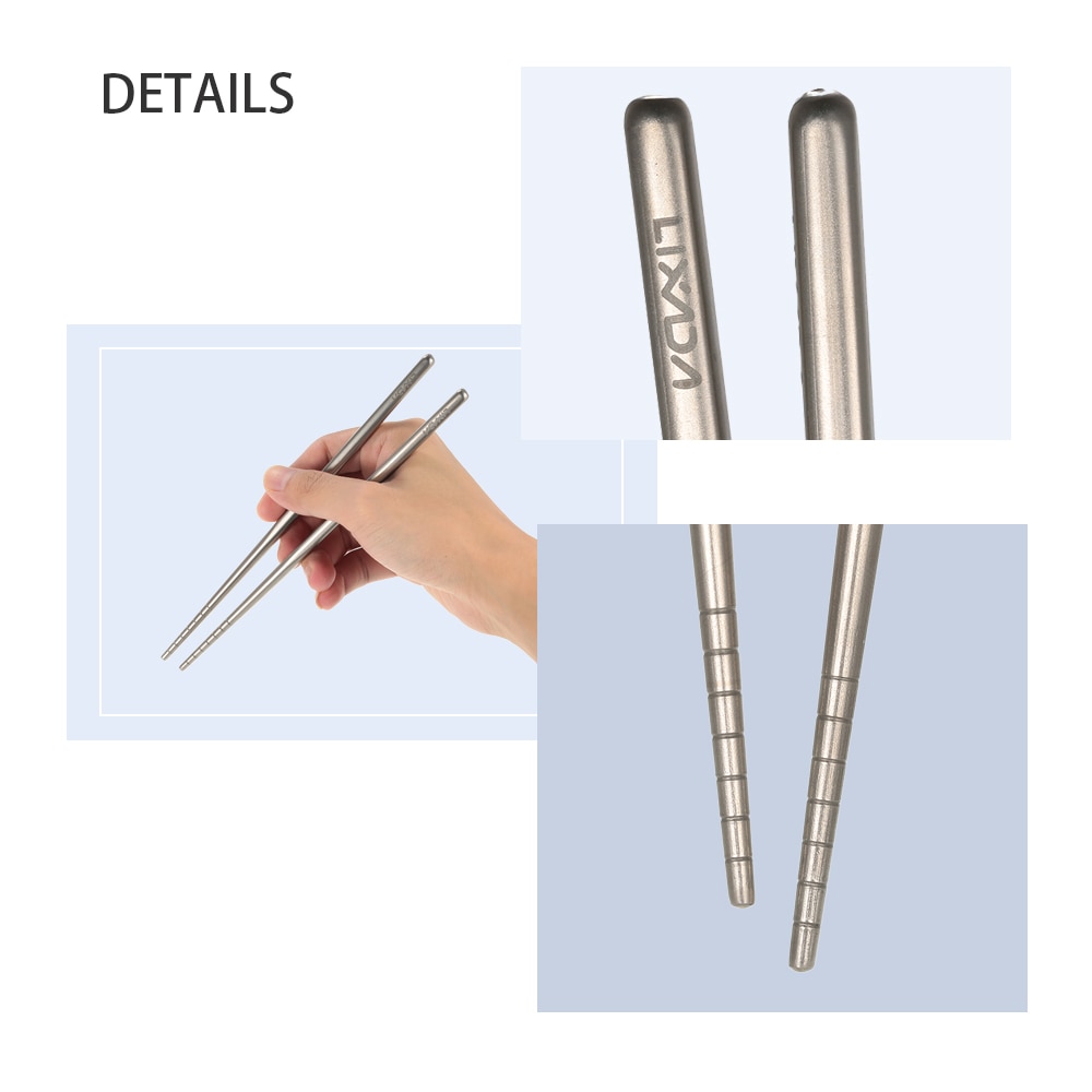Lixada-palillos de titanio para exteriores, antideslizantes, Chino, palillos chinos reutilizables, 1 par