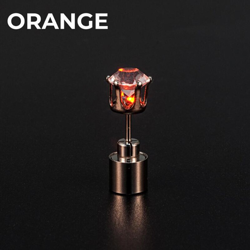 1Pc Glowing Led Stud Earring Crystal Roestvrij Light Up Kerst Stud Oorbellen Lichtgevende Party Sieraden Accessoires: Orange
