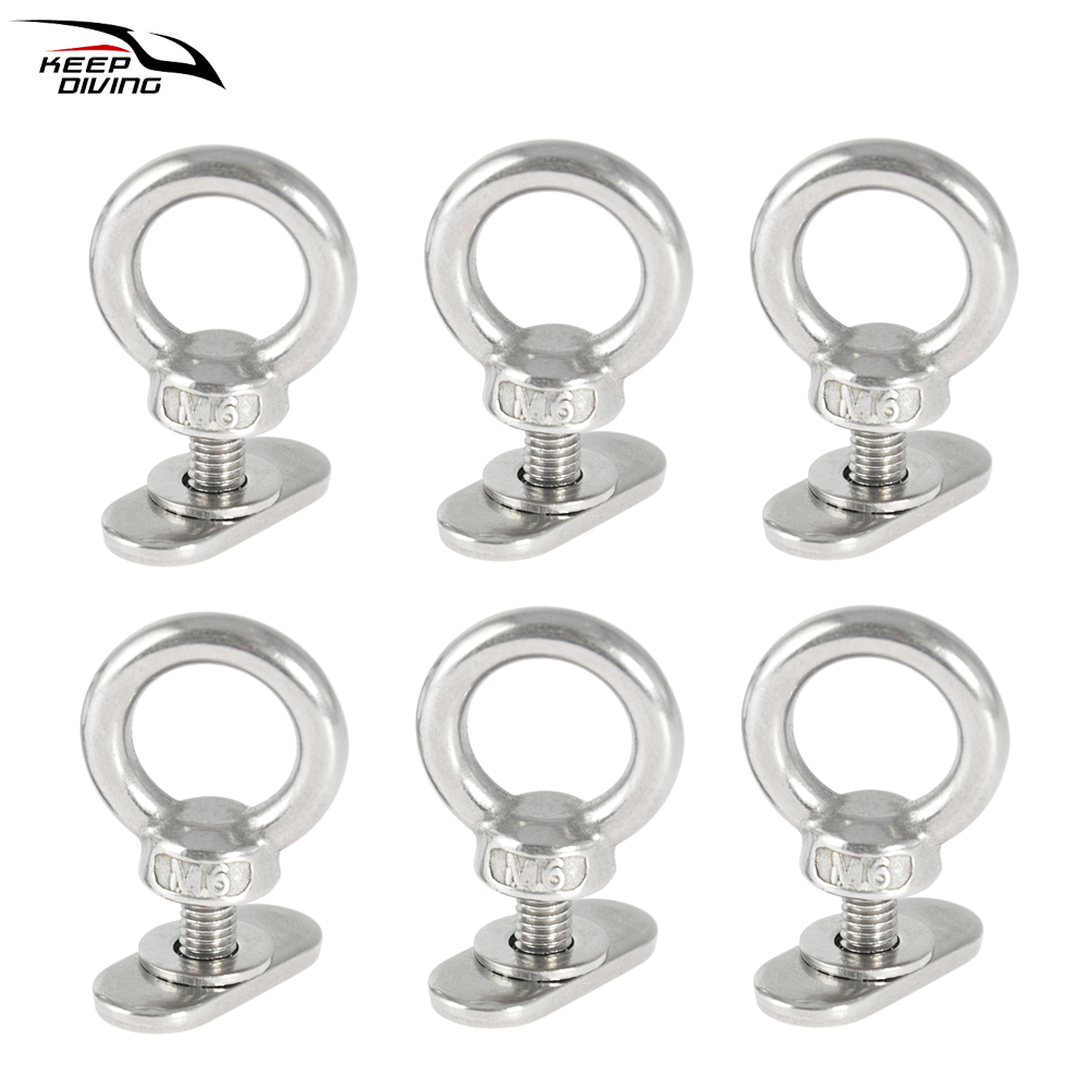 6 Pcs Kayak Rail Accessories Kayak Track Mount Tie Down Eyelet With Screw Nuts For Kayak Canoes Boats Fishing etc