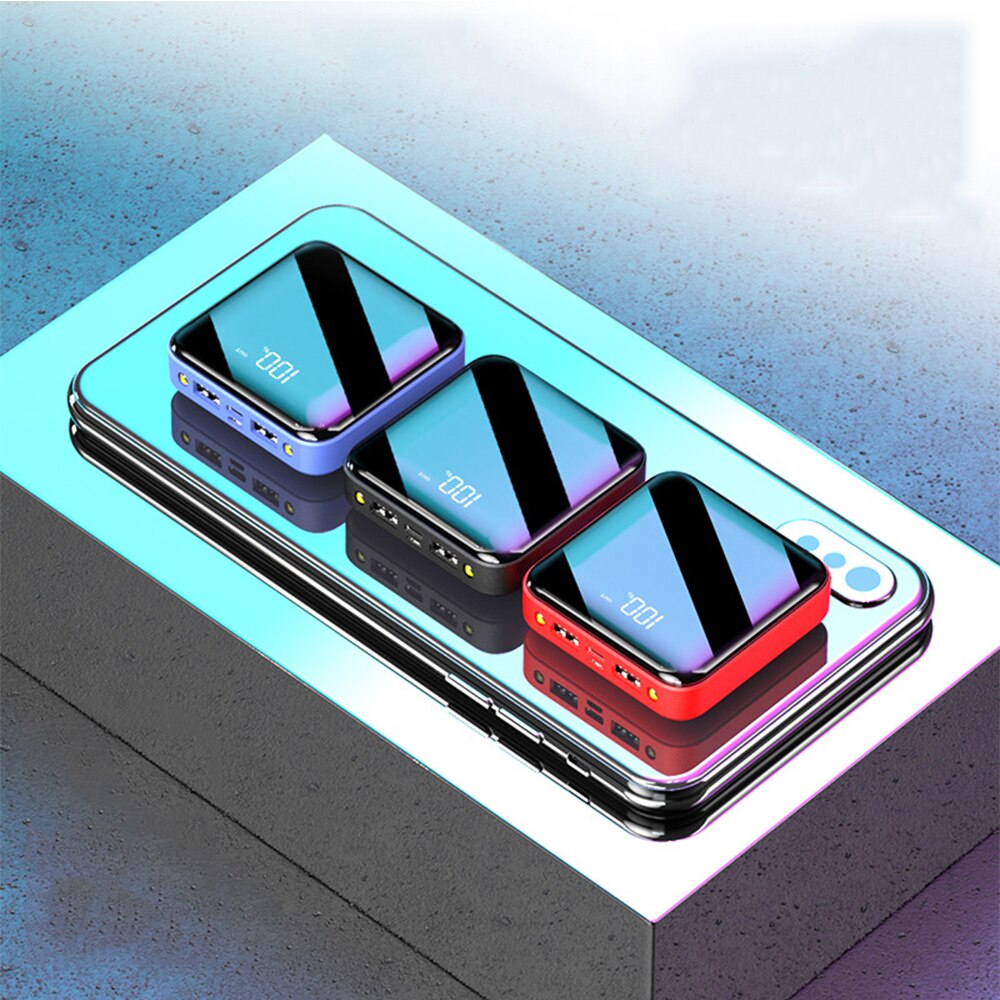 Mini 20000 mah powerbank met dubbele usb-poort, draagbare snellaadfunctie, externe batterijback-uplader voor mobiele telefoon  mp3