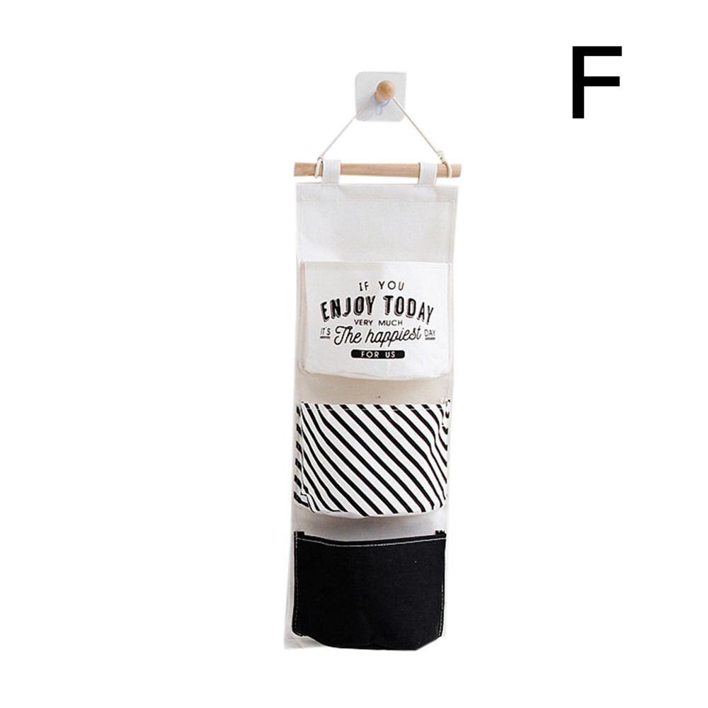 Cotton Cloth Storage Hanging Bag Over the Door Closet Organizer 3 Pockets Wall Hanging Storage Bags For Bedroom Kitchen/Bathroom: F