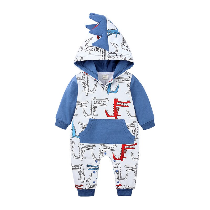 Mono de dinosaurios de dibujos animados para bebé, Unisex, primavera y otoño, Pelele de Navidad para niña pequeña, trajes de Chico,: Azul / 90--Baby(12-18M)