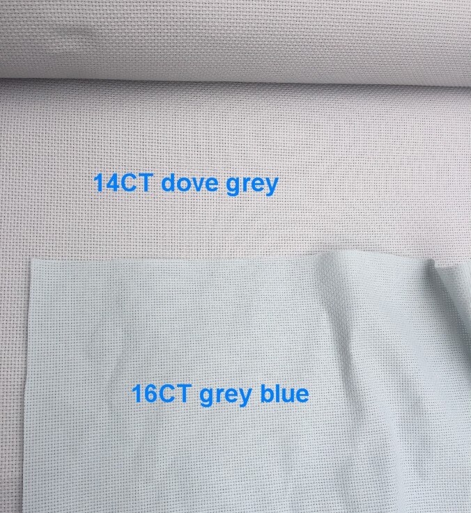 16ct 14ct broderi korssting aida lærred stof due grå grå blå farve 100 x 145cm