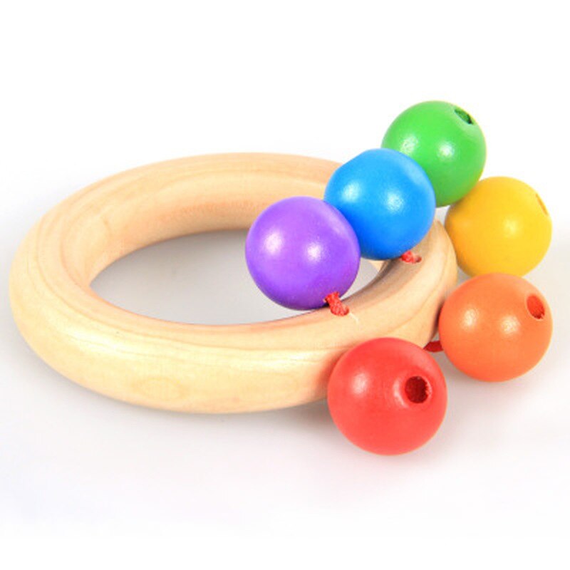 Wooden Bell Rattle Toy Baby Handbell Musical Educational Instrument Rattles For Toddlers Babies juguetes bebes