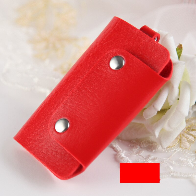 Porte-clefs de voiture unisexe porte-clefs en cuir synthétique polyuréthane porte-clés porte-clés pour femmes hommes organisateur voiture porte-clés femme de ménage couvre sac: Rouge