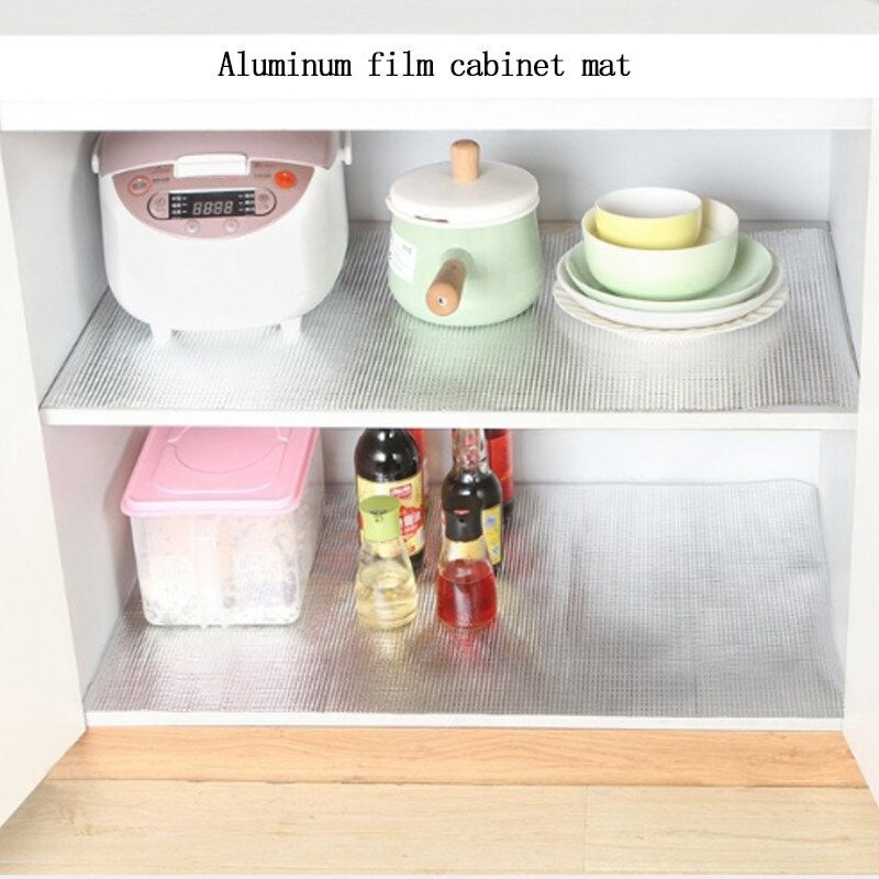 1 Roll Kitchen Sticker Table Mat Drawers Cabinet Shelf Liners Cupboard Placemat Waterproof Oil proof Shoes Cabinet Mat^^