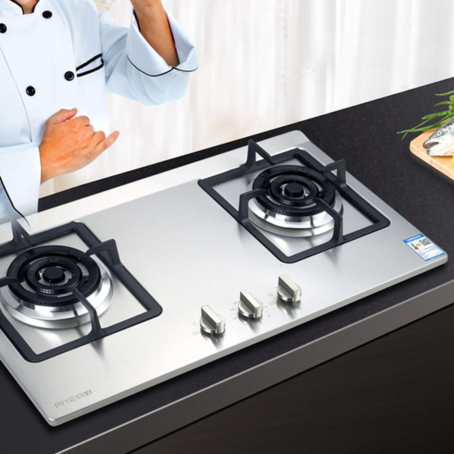 Estufas mandos de cocina, perilla de horno (4 uds),6mm perillas de Control de estufa de Gas de plata universales adaptadores interruptor giratorio de horno superficie de cocina C