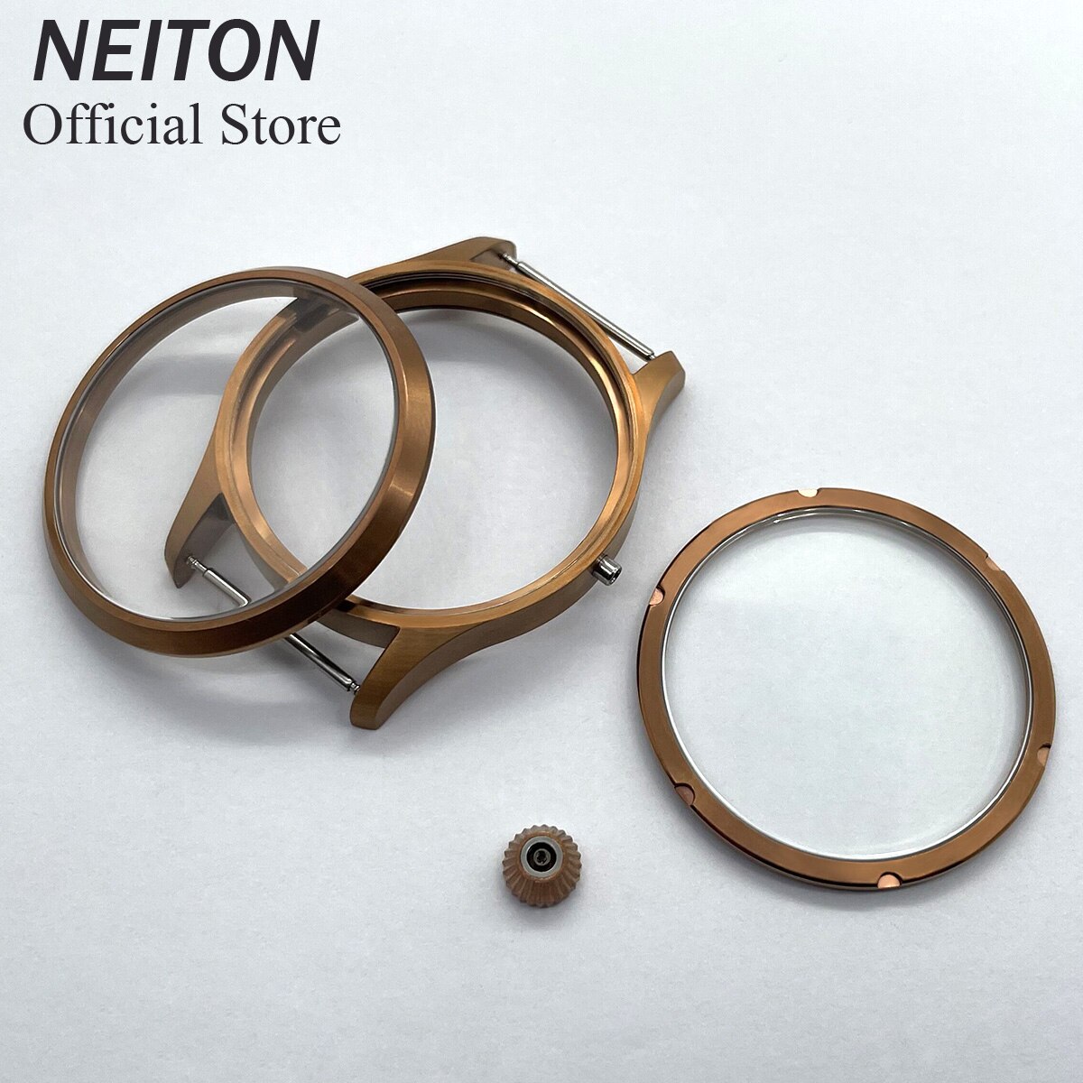 NEITON 42mm Manual Watch Case See-through Back Sapphire Glass Fit ETA 6497 6498 ST3600 3602 Bronzed/PVD Black