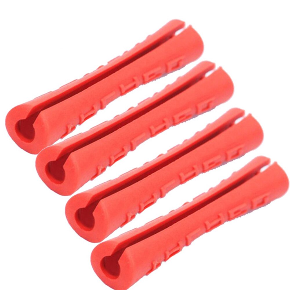 4 stuks mtb anti-wrijving fiets frame bescherming rubberen beschermhoes beschermbuizen kabelbeschermer lijnbuis beschermhoes: Rood