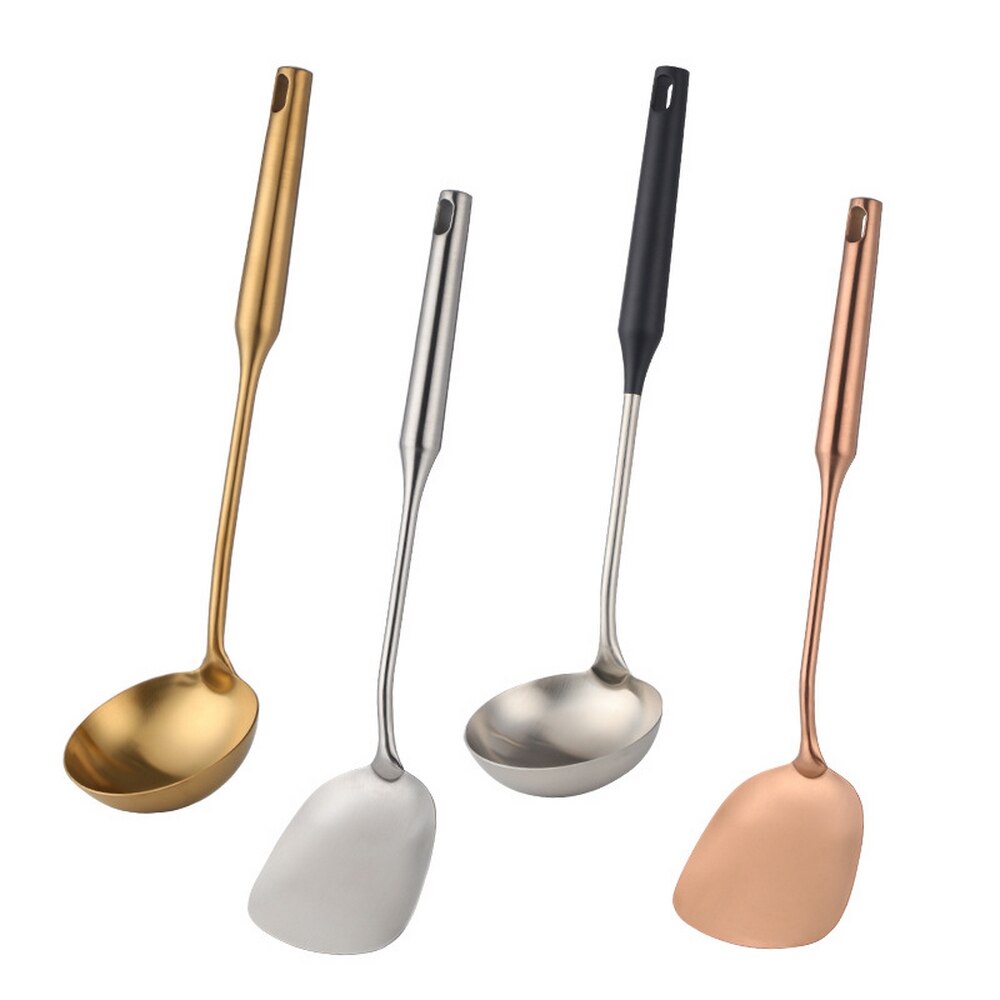 Luxurious Stainless Steel Tableware Ladle Spoon Sets Thicken Metal Big Soup Ladle reusable Kitchen Utensils Cooking Tools