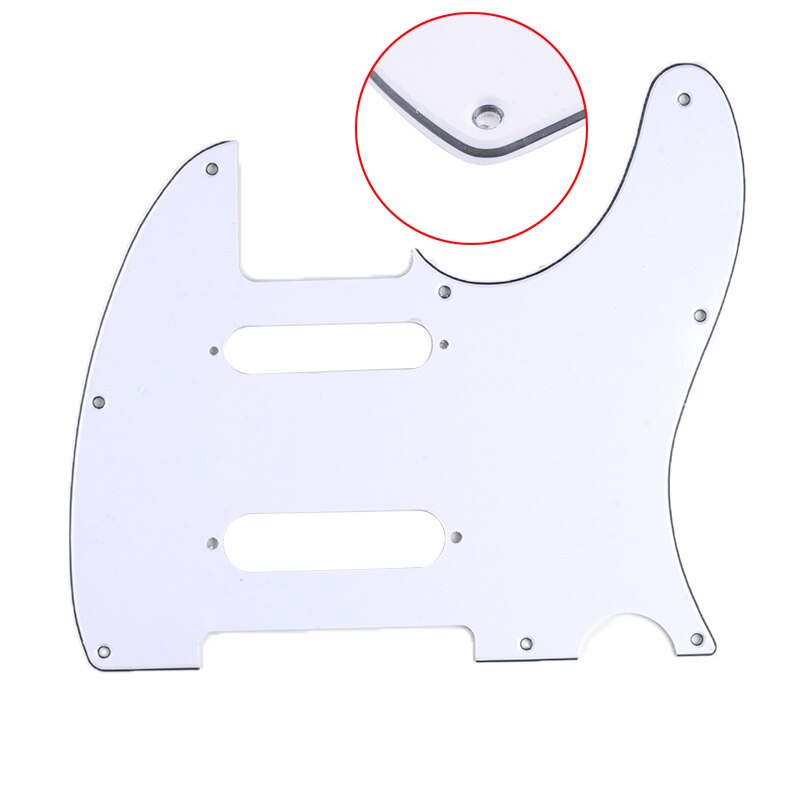 Tele Slagplaat 3Ply Met 2 Single Coil Gat 8 Gat Scrate Plaat Met Pickup Schroef Gat Voor Tl Stijl elektrische Gitaren: white 