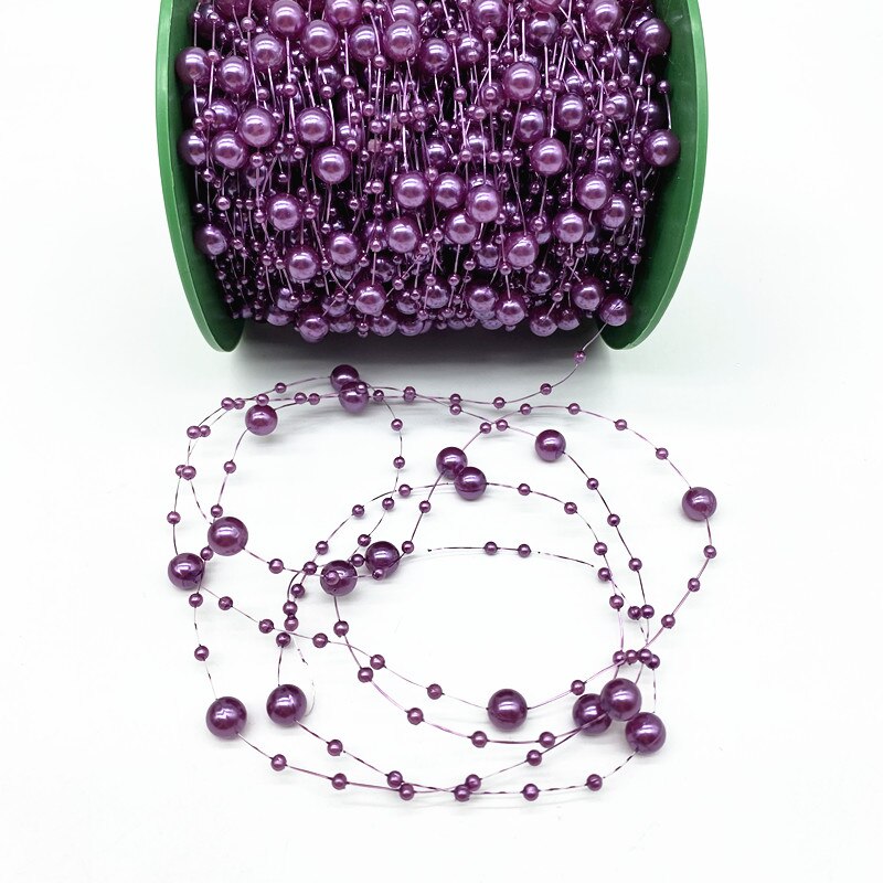 2 jardy 8 + 3mm świąteczne dekoracje żyłka sztuczne perły girlanda w formie łańcucha korali kwiaty wesele dekoracja: Purple