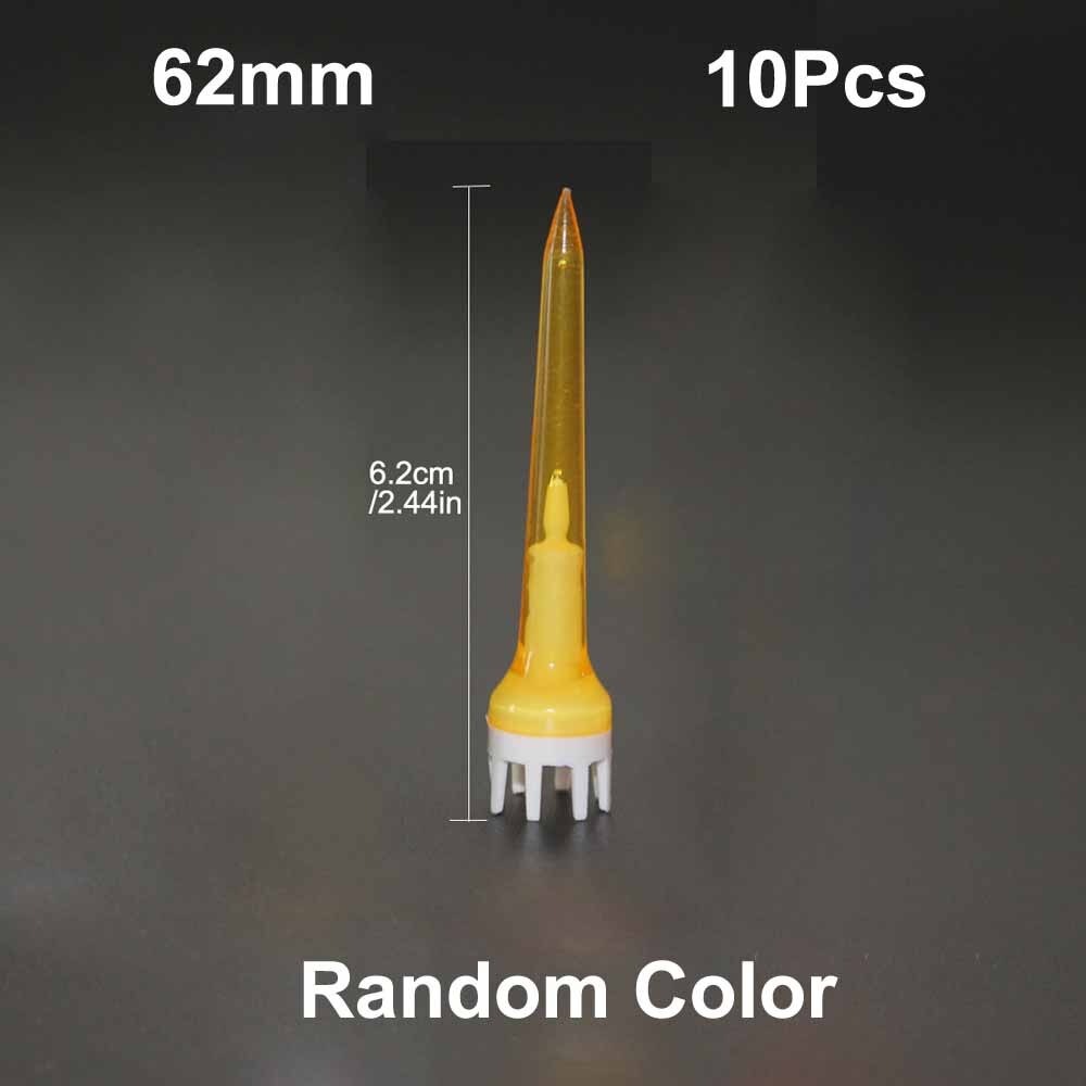 10 Teile/los Kunststoff Golf Abschläge 50mm/62mm/78mm-Reduzieren Reibung & Seite Dreh, mehr dauerhaft & Stabile Golf Kunststoff Abschläge (Zufällige Farben): 62mm - 10Stck