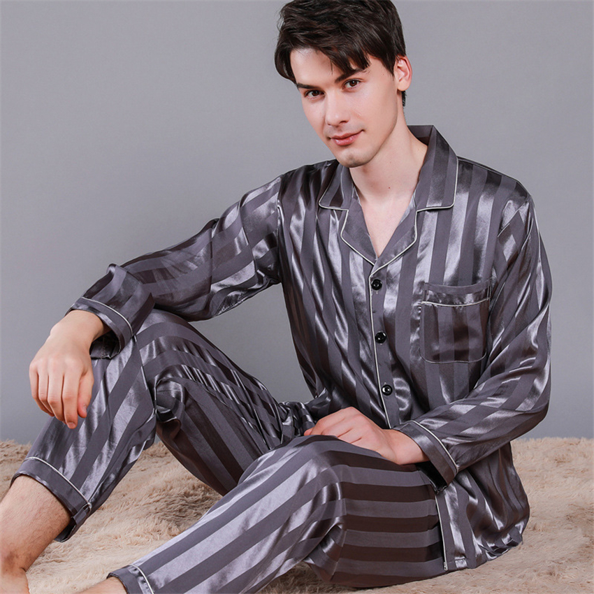 Satijnen Pyjama Heren Heren Pyjama Set Herfst Winter Warm Man Pyjama Set Eenvoudige Nachtkleding Katoenen Pyjama Met Lange Mouwen Voor Mannen Top Broek Leisure Uitloper-Picture 6 Xxl
