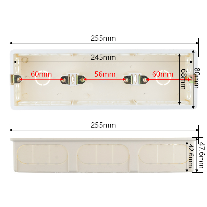 Internal Installation Box Wiring Back Inside Junction Box Junction Box Cassette Dark Box For Triple Socket And Switch 258mm*86mm