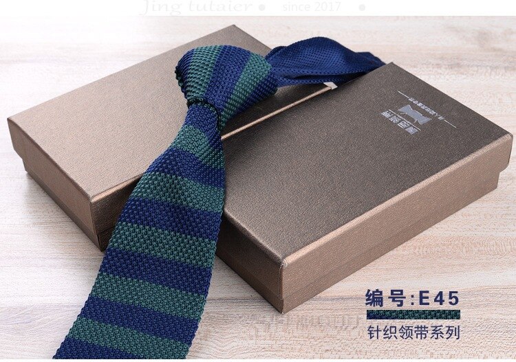 GUSLESON 6cm Slim Knit Tie for Men Business Leisure Skinny Necktie Burgandy Colorful Striped Dots Weave Ties: 45