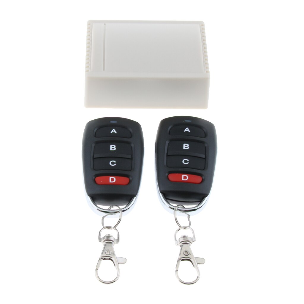 DC 12V Wireless RF Relay Remote Control Switch 4 Channels Receiver Module with 2 Transmitters Light Lamp Controller