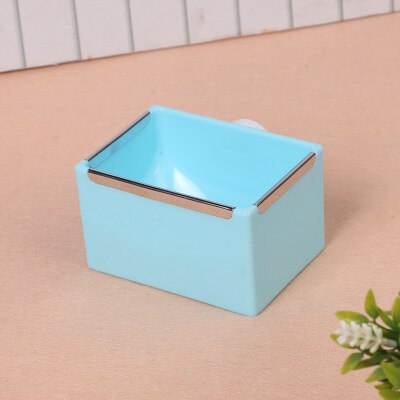 Pet Rabbit Cage Feeder Rectangular Plastic Feeding Trough Fixed In Cage For Chinchilla Food Basin Metal Edge Rabbit Accessories: Blue