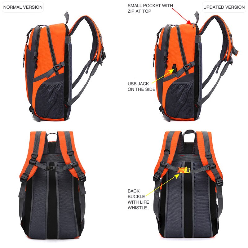 35L Waterproof Backpack Hiking Bag Cycling Climbing Backpacks Travel Outdoor Bags Men Women USB Charge Anti Theft Sports Bag