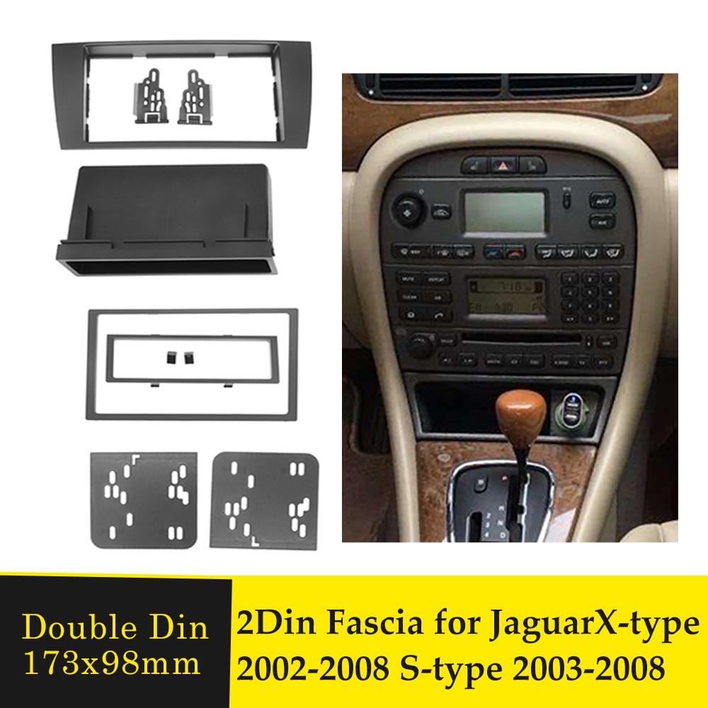 2 Din Autoradio Fascia Voor Jaguar X-Type 2002 S-Type 2003 Stereo dvd Panel Multimedia Speler Inbouwen Frame Dash Kit