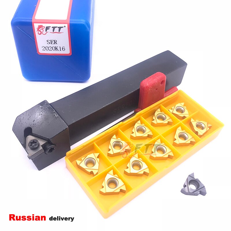 Kit Portautensili CNC Per Tornio SER2020K16 + 10 Inserti 16ER AG60 + Chiave T15 | Utensile Per Semifinitura E Finitura, Gambo 20x20 Mm