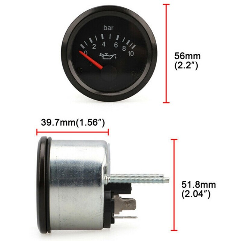 1 Set Oil Pressure Indicator Supplementary Instrument & 1 Set 52mm Car Oil Temperature Gauge Oil Temp Meter