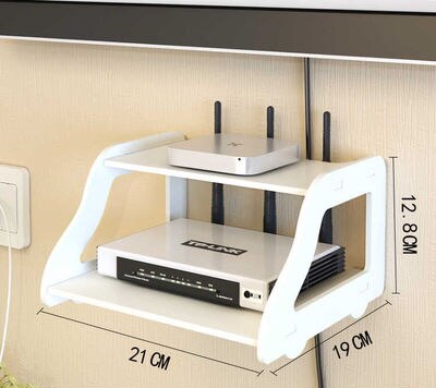 Punch-free Router WIFI Living Room Socket Set-top Box Rack Rack Router Storage Box Wall Hanging Decorative Partition Bedroom: 2 Non-marking hook