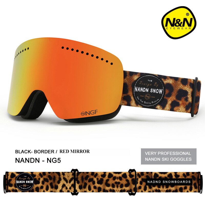 NANDN Ski Goggles Double Layer UV 400 Anti-Fog Ski Mask Glasses Men Women Skiing Snow Snowboard Goggles Multifunction Eyewear