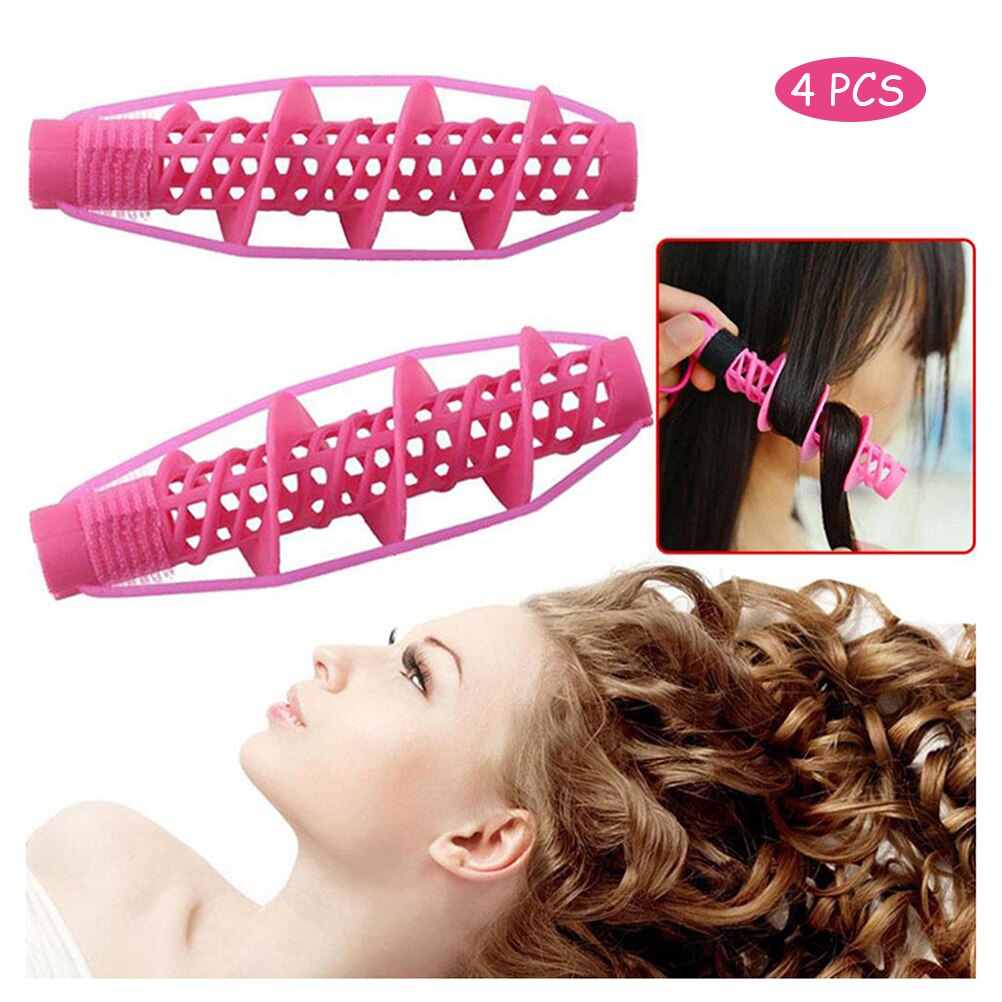 4 rouleaux de cheveux en spirale pour boucler, outil de bricolage pour la coiffure, pas de chaleur, pas de Clip, rouleau de boucles