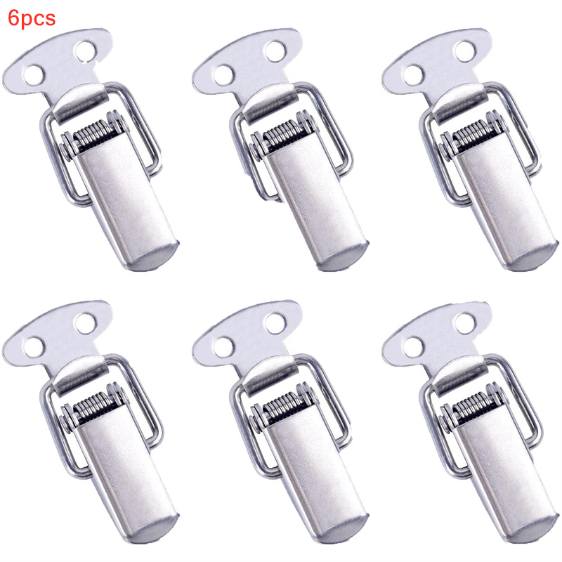 Mini Stainless Steel Cabinet Boxes Spring Loaded Latch Catch Toggle Clamp Hasp Lock For Chest Box Suitcase Case: Brown