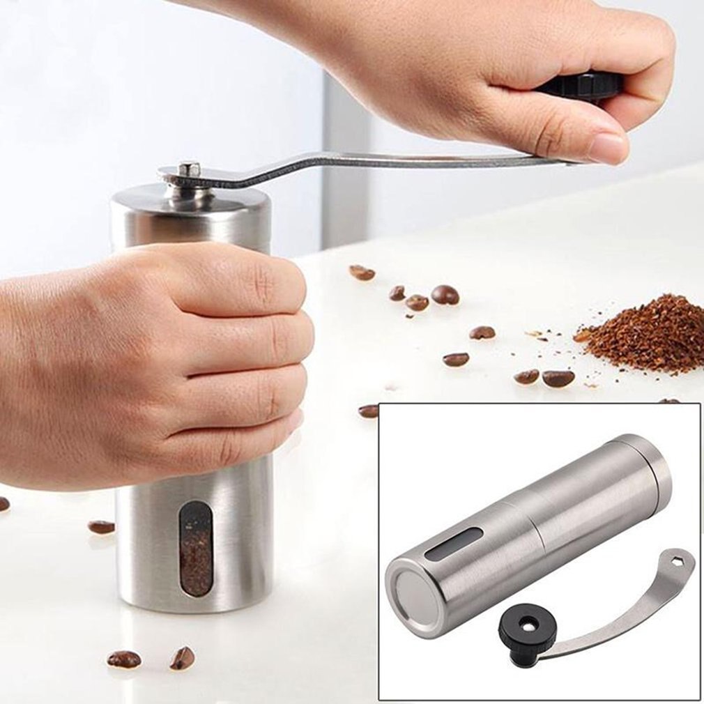 Tragbare Manuelle Kaffeemühle Hand Kurbel Edelstahl Material Kaffee Maschine für Reisen Camping Rucksack