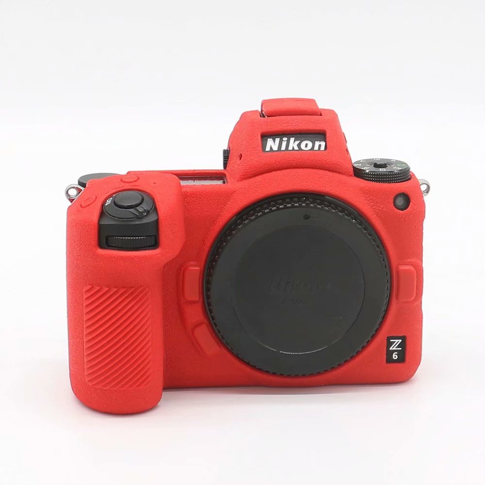 Nice Soft Camera Bag Silicone Case For Nikon Z6 Z7 Tempered glass Rubber Camera case Protective Body: Red B