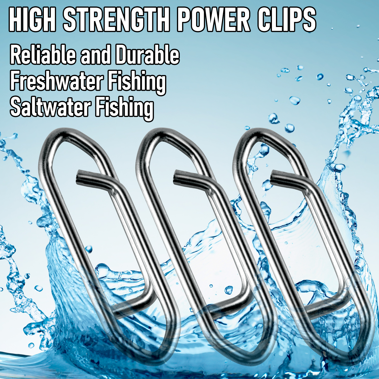50pc Fishing Snap Power Clip Stainless Steel Speed Clip Topwater Clip Quick Change Fast Link Connector for Crankbait Swimbait