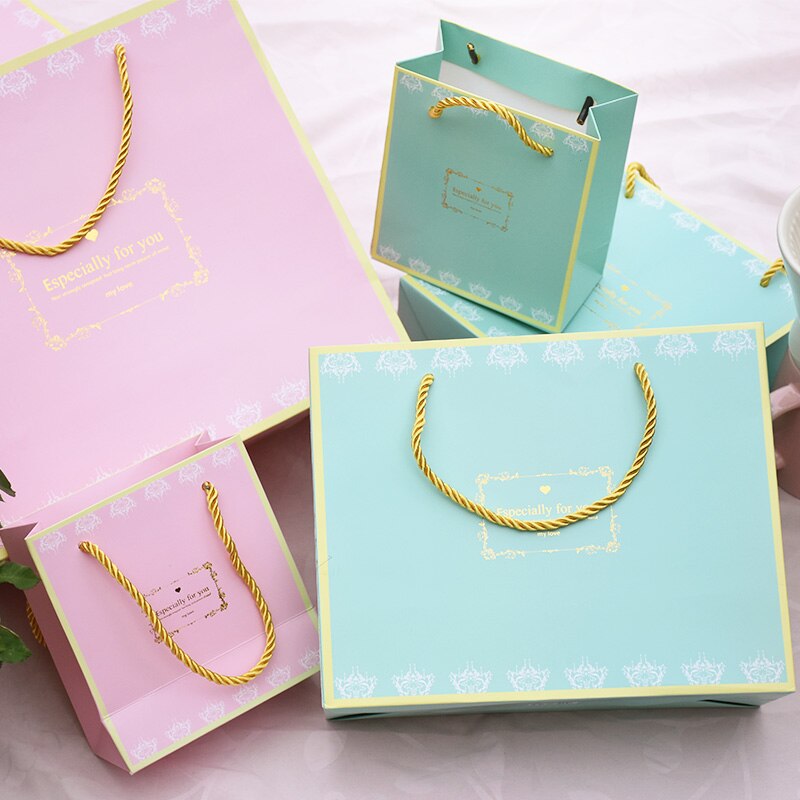 Zilue 5pcs/Lot Pink Tiffany Handbag Wedding Candy Supply Birthday Bag Party Decoration Jewelry Package Shopping Bag