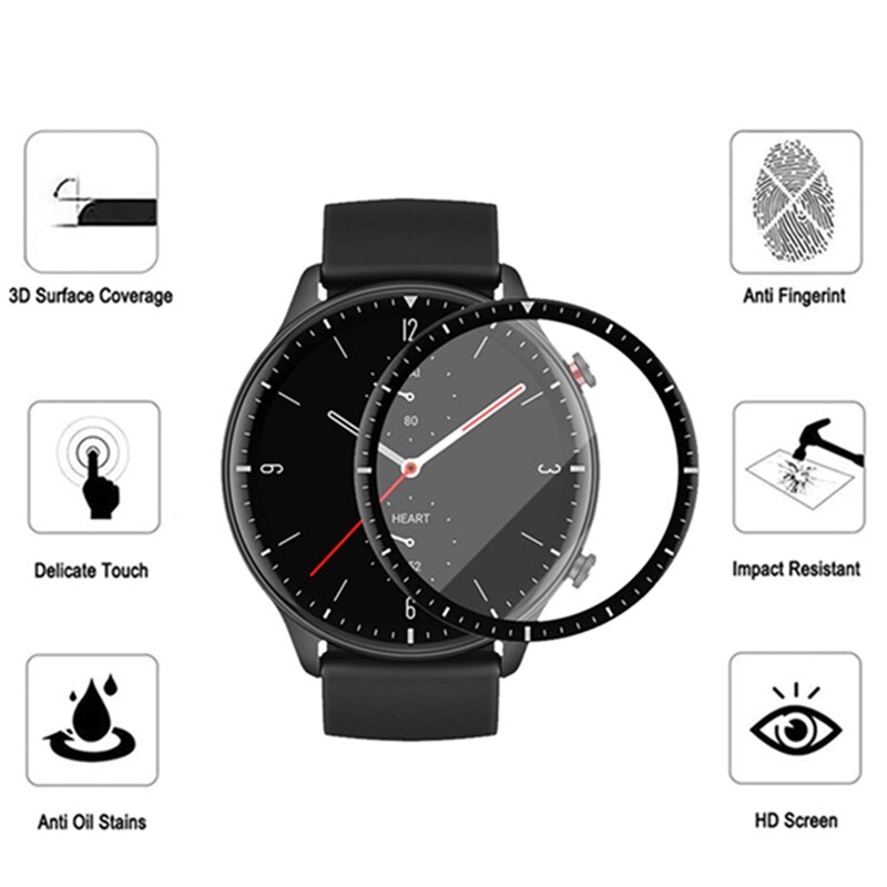 Brotect Pellicola In Vetro 3D Full Cover Per Amazfit Active Max – 2 Pezzi, Anti-graffio E Oleofobica