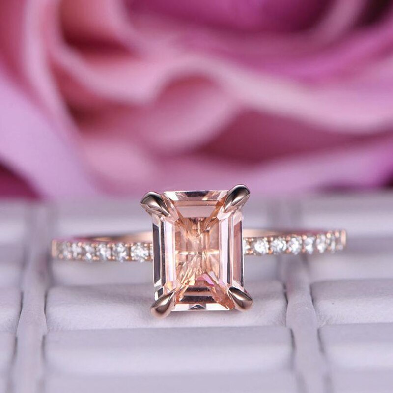 Yobest zirkon ring smykker steg guld farve champagne cz sten forlovelsesring til kvinder